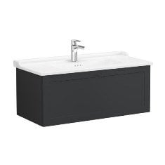 Vitra Root Classic 68831 Lavabo Dolabı, Tek Çekmeceli, 100 Cm, Mat Grafit, Klasik Lavabolu